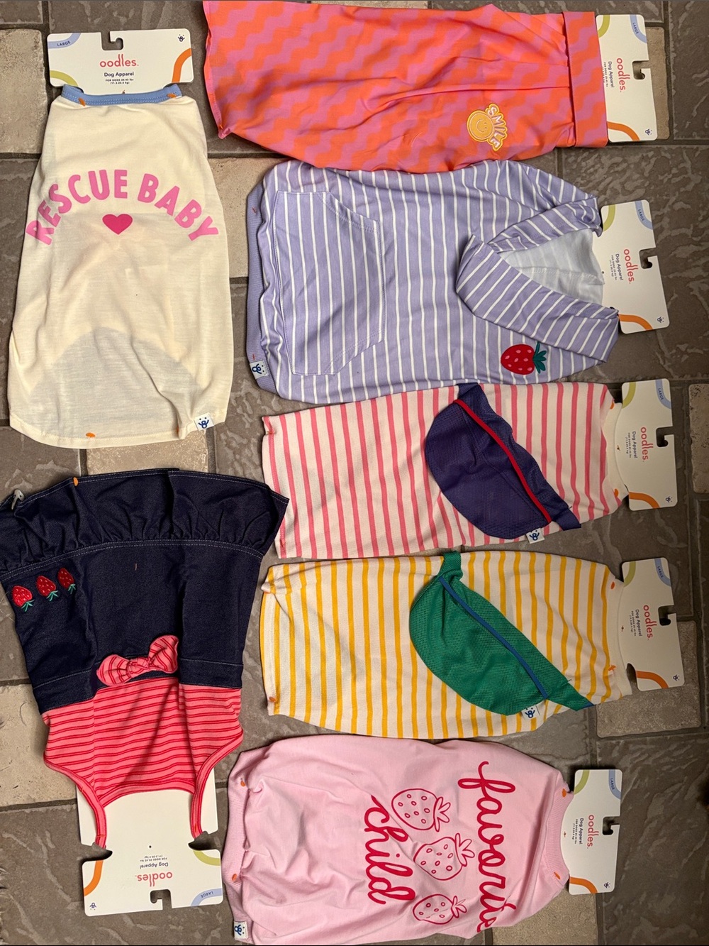 New 7 pieces dog clothes, dog clothing, dog shirts, size L